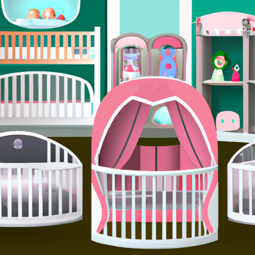 מגוון עריסות בחנות לתינוקות, המציגות סגנונות ומאפייני בטיחות שונים