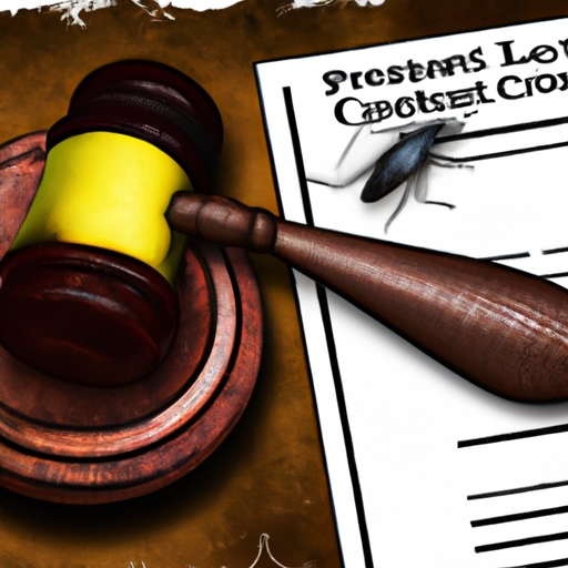 תמונה סמלית של מסמכים משפטיים ופטיש, המייצגים דרישות רגולטוריות להדברה