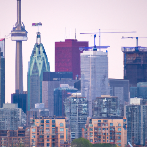 1. תמונה תוססת של קו הרקיע של טורונטו המציגה את הארכיטקטורה המגוונת.